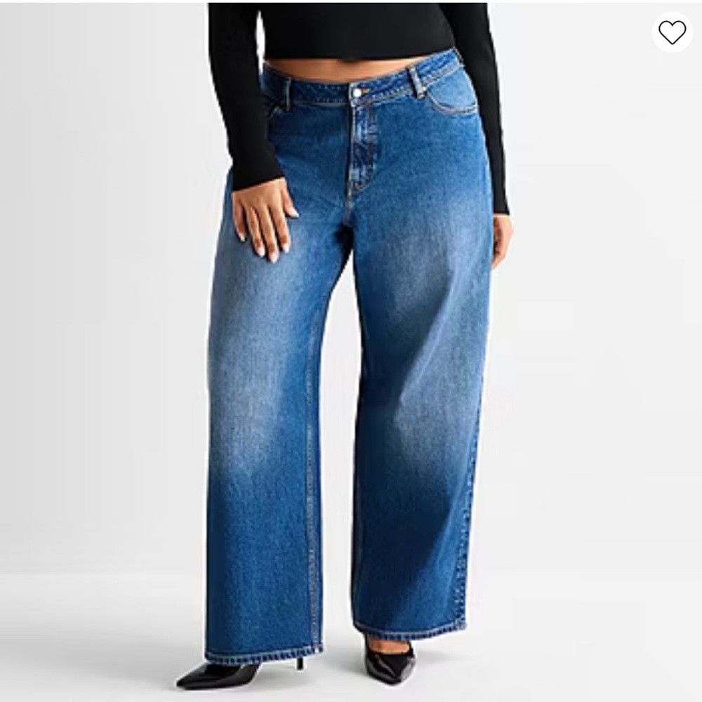 Ashley Graham high rise wide leg slouchy jeans